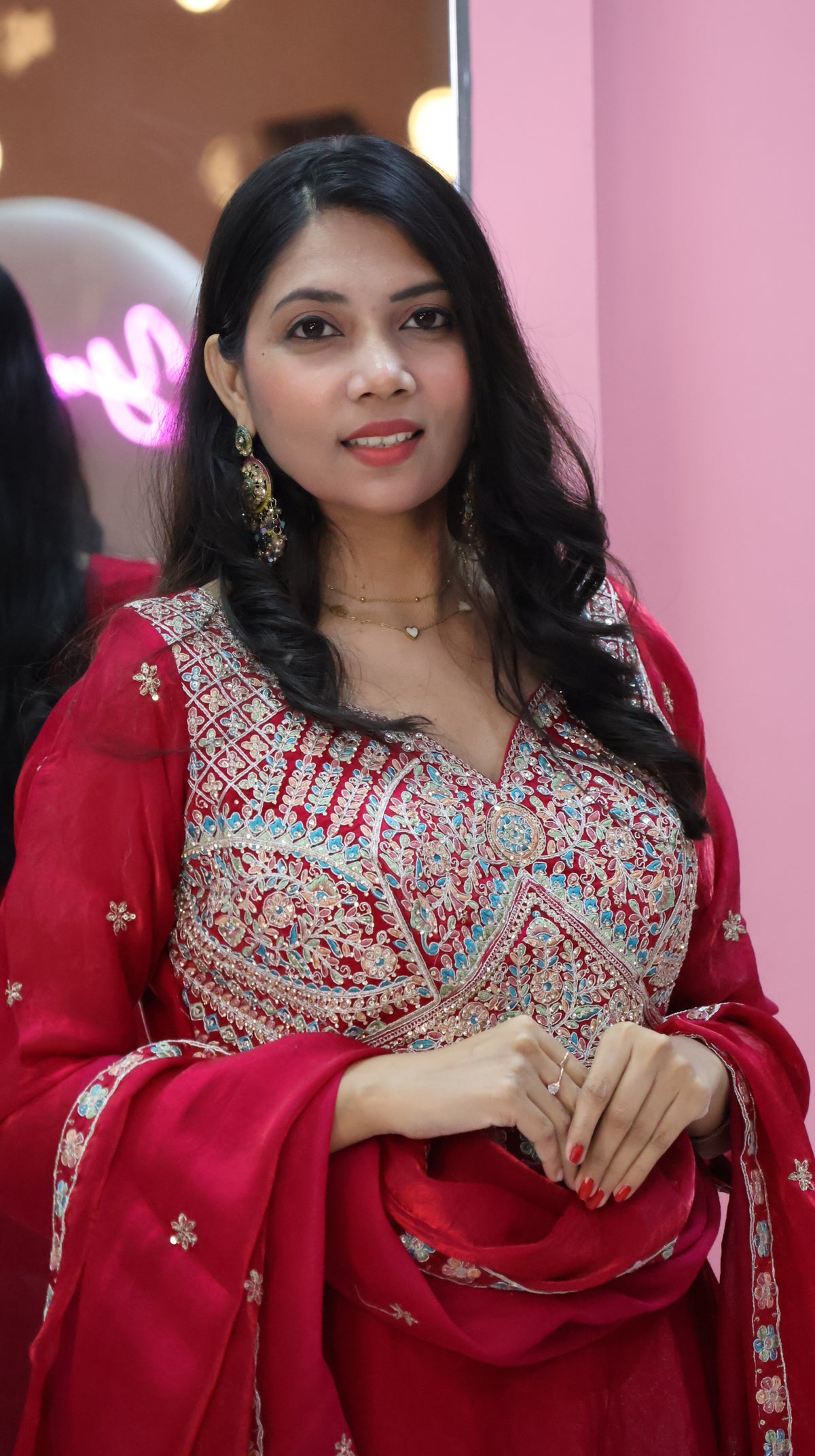 Pink Partywear Dress-YVS271