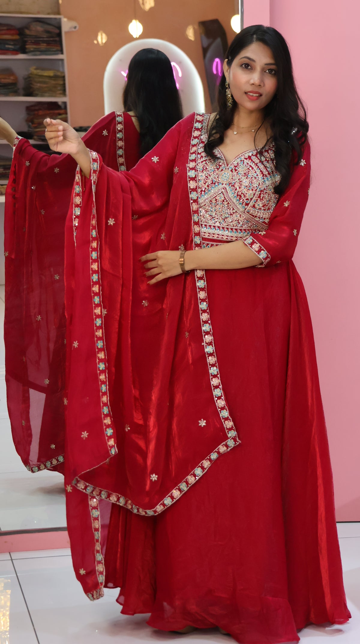 Pink Partywear Dress-YVS271