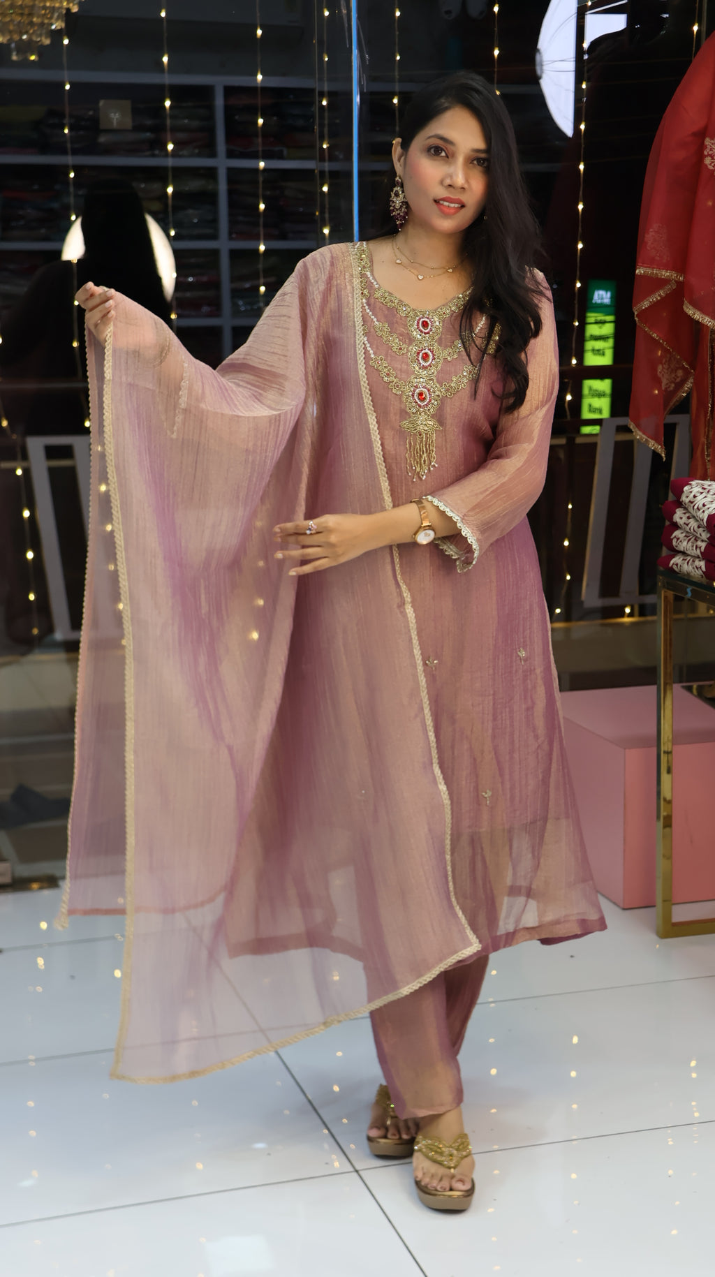 Purple neckless  salsa anarkali salwar- YVS649